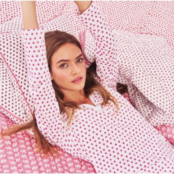 Roller Rabbit Pink Hearts Henley Pajama Top L - Picture 2 of 6